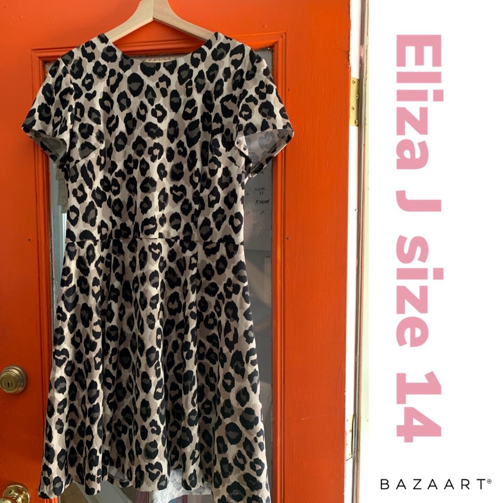 Leopard Fit & Flare Dress- Eliza J- size 14